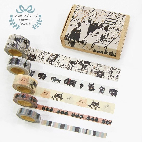 glossy Cats Mini Washi Matchbox (5 Rolls)