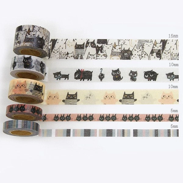 modern warm Cats Mini Washi Matchbox (5 Rolls)
