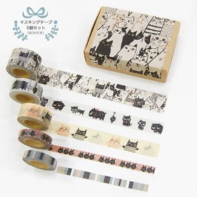 glossy Cats Mini Washi Matchbox (5 Rolls)