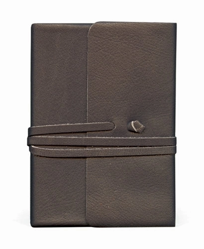 Cavallini & Co. Journalino Medium Leather Journal- Charcoal pastel