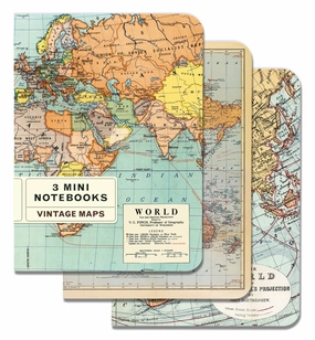 Cavallini & Co. Vintage World Maps Mini Notebook Set bundle