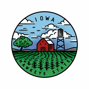 vegan essential 50 States Circles - 2X2 Stamp Set - Iowa