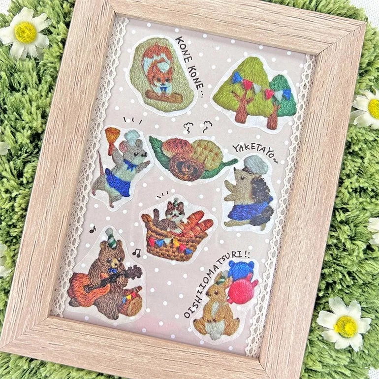 Embroidery Forest Bread Marche Washi Roll Sticker Bande large leather