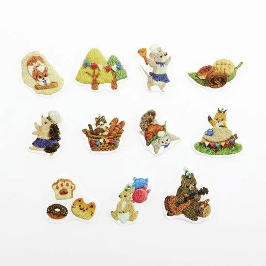 wide Embroidery Forest Bread Marche Washi Roll Sticker Bande