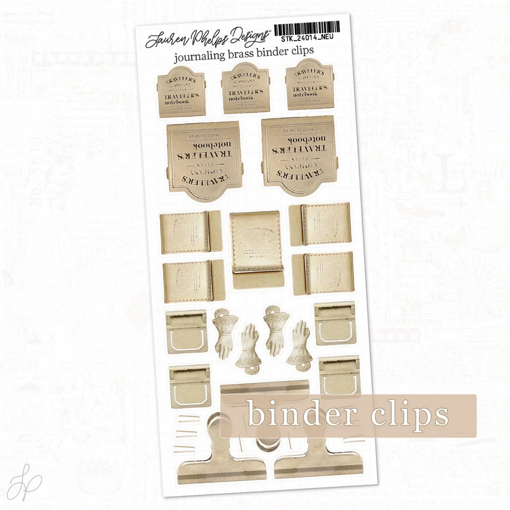 paper Lpd Journaling Brass Binder Clips | Classically Chic Basics Sticker Sheet