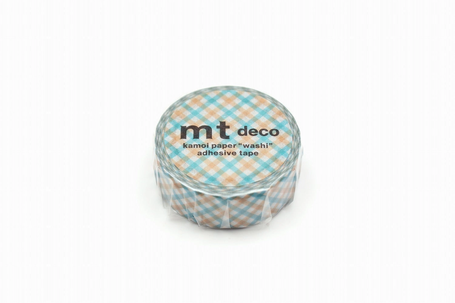 Mt Washi Tape - Overlapping Gingham Check Orange metallic