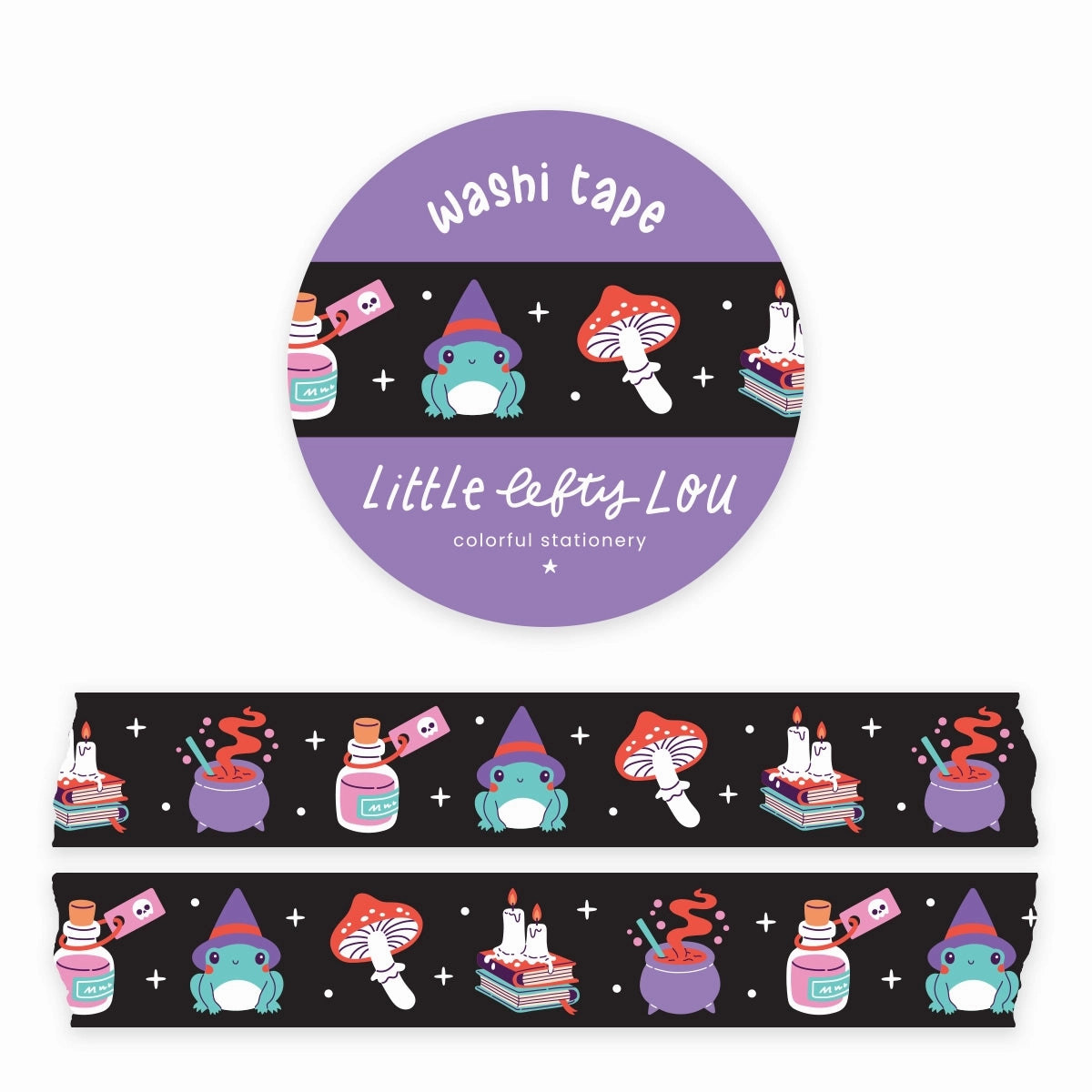 lightweight springloaded Witchy Frog Black Washi Tape