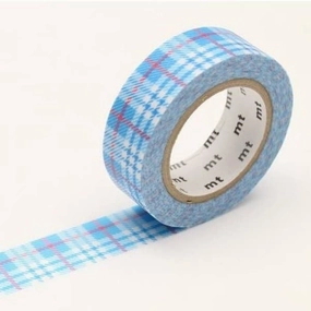mini Check Light Blue Mt Washi