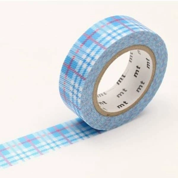mini Check Light Blue Mt Washi