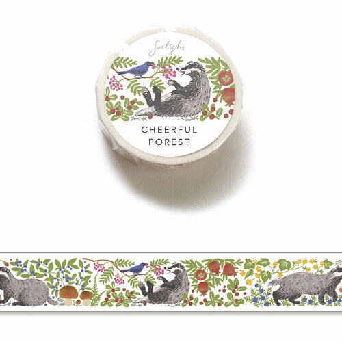 shockproof Cheerful Forest Badger Washi Tape