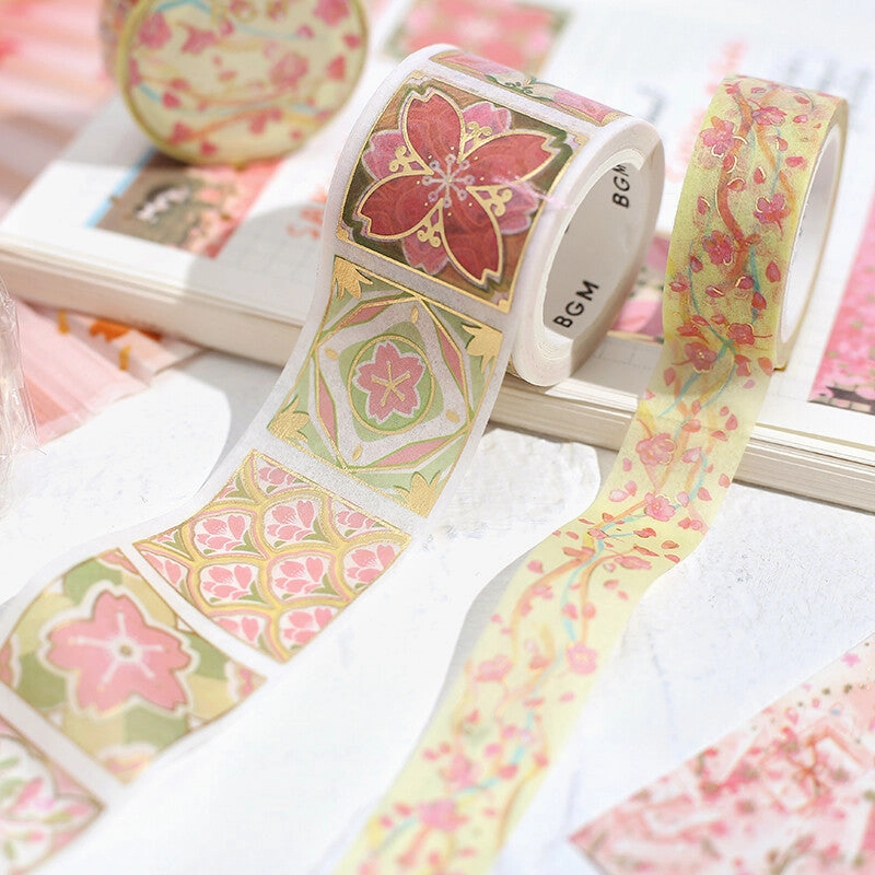 organic matte Cherry Blossom In The Wind Washi Tape