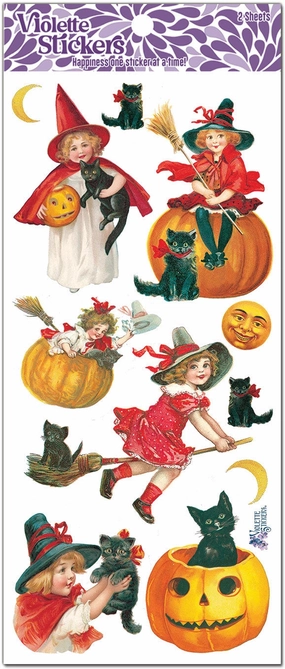 Children Witches/Halloween Cats Stickers compact