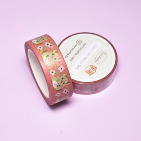 Chinchilla And Flowers Washi Tape shiny