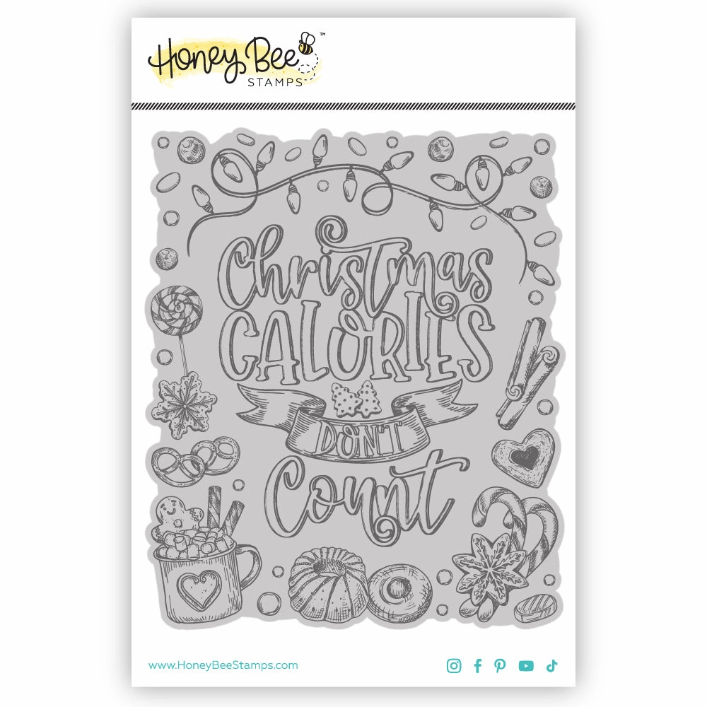 expandable Christmas Calories - 4X5 Rubber Cling Background Stamp Set