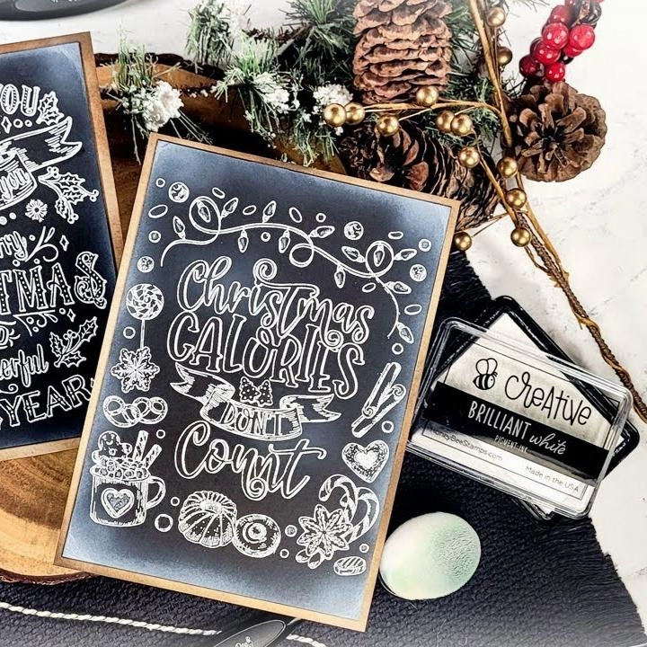 minimalist popular Christmas Calories - 4X5 Rubber Cling Background Stamp Set