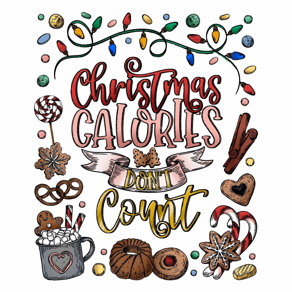 Christmas Calories - 4X5 Rubber Cling Background Stamp Set plastic