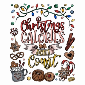 Christmas Calories - 4X5 Rubber Cling Background Stamp Set plastic