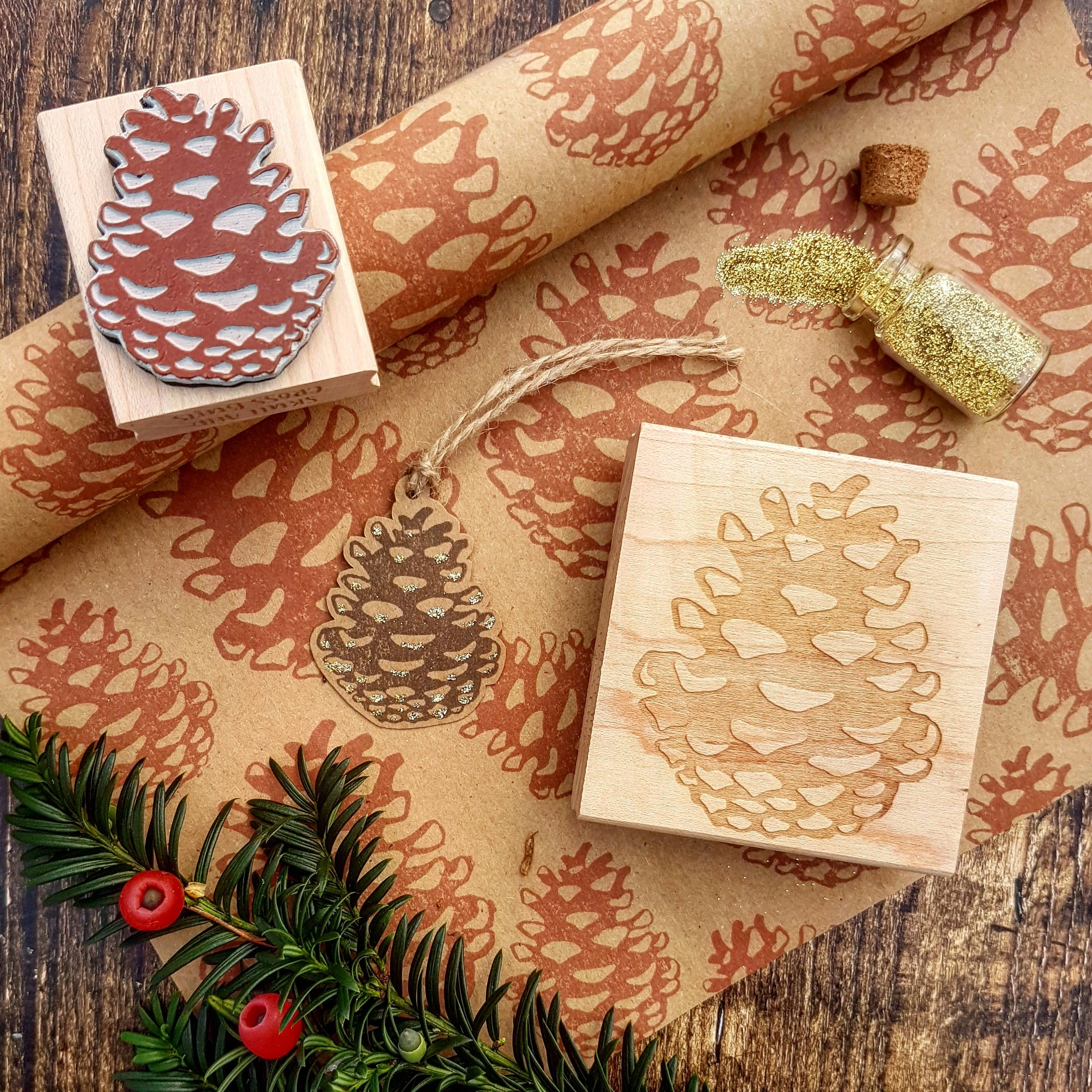 synthetic Christmas Pinecone Rubber Stamp