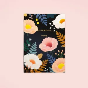 refined Clap Clap Oriental Poppy Notebook In Black - Lined