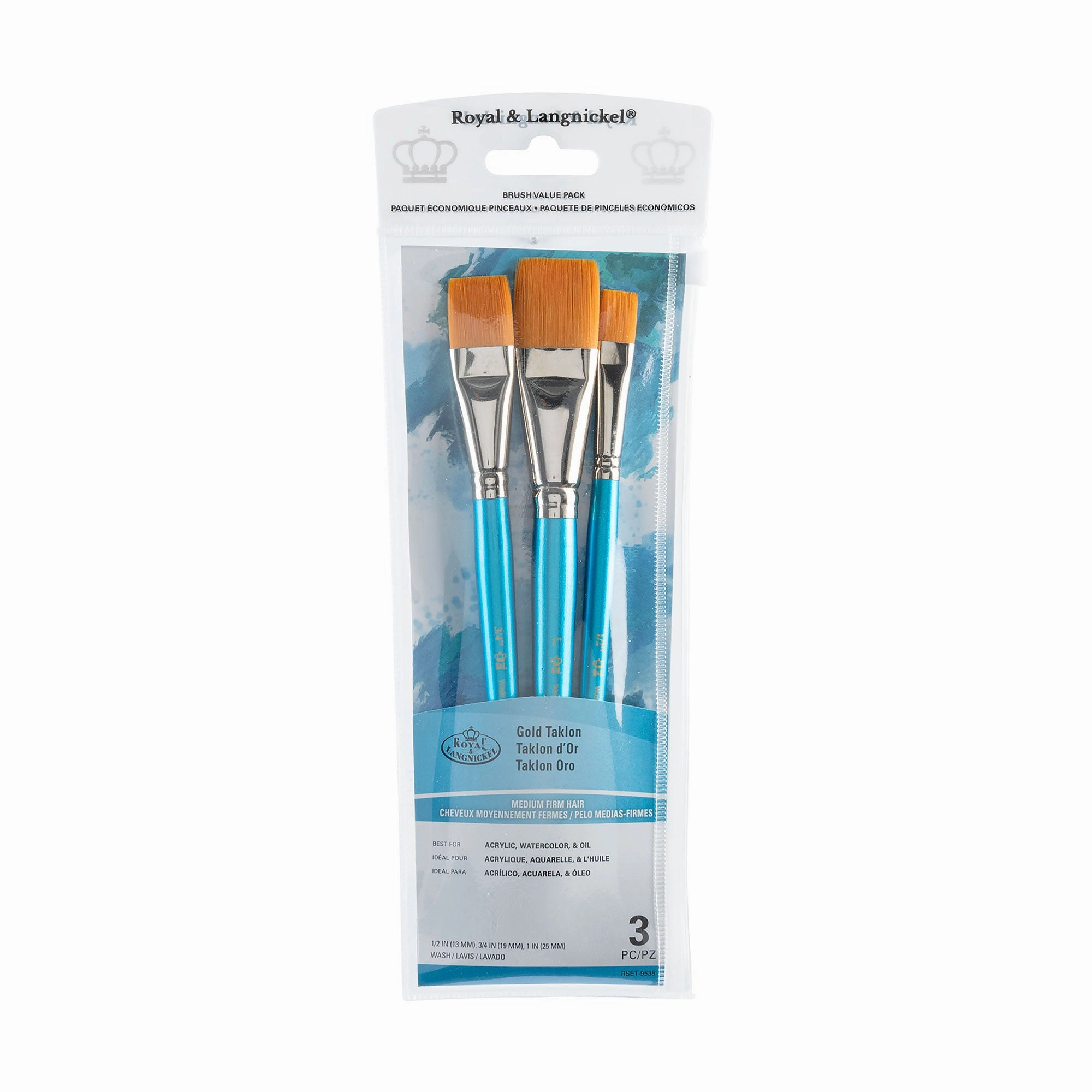 3-Pack Gold Taklon Brushes - Wash bundle bestselling