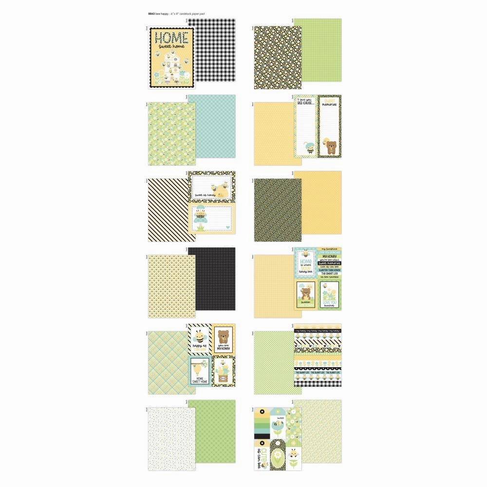 foldable Doodlebug Double-Sided Paper Pad 6"X8" - Bee Happy