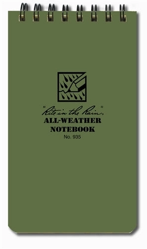 resilient loose Rite In The Rain Spiral Notebook- Green- 3X5