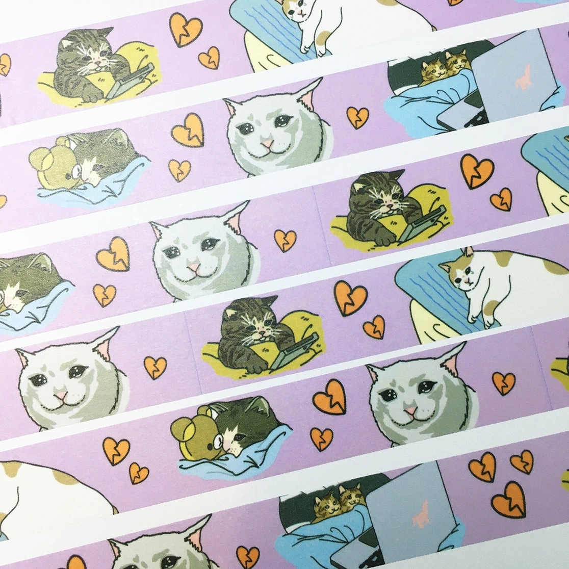 Sad Cat Meme Washi Tape bold synthetic