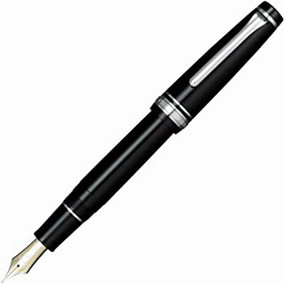 Sailor Pro Gear Black & Silver Fountain Pen flexible washable