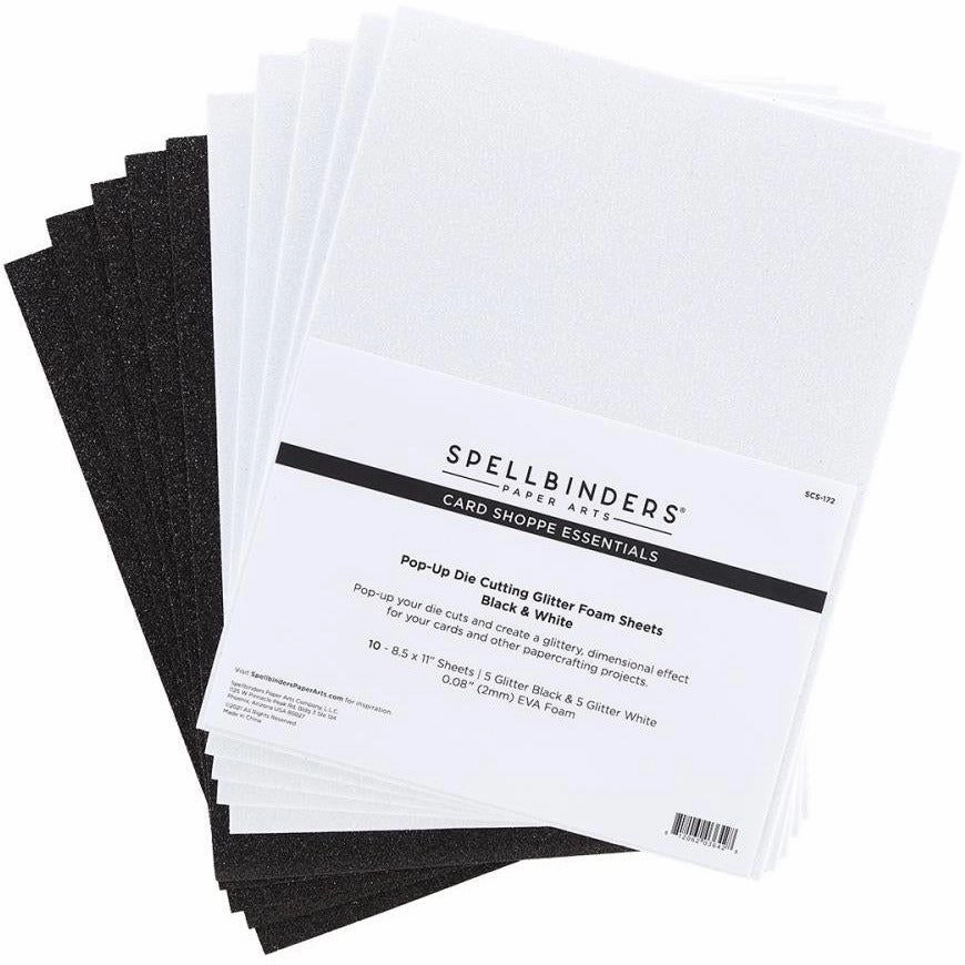 Spellbinders Black & White Glitter Foam Sheets 8.5"X11" 10/Pkg vintage cotton