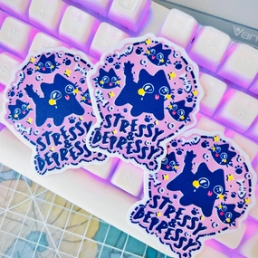 Stressy & Depressy Kitten Vinyl Sticker bronze leather