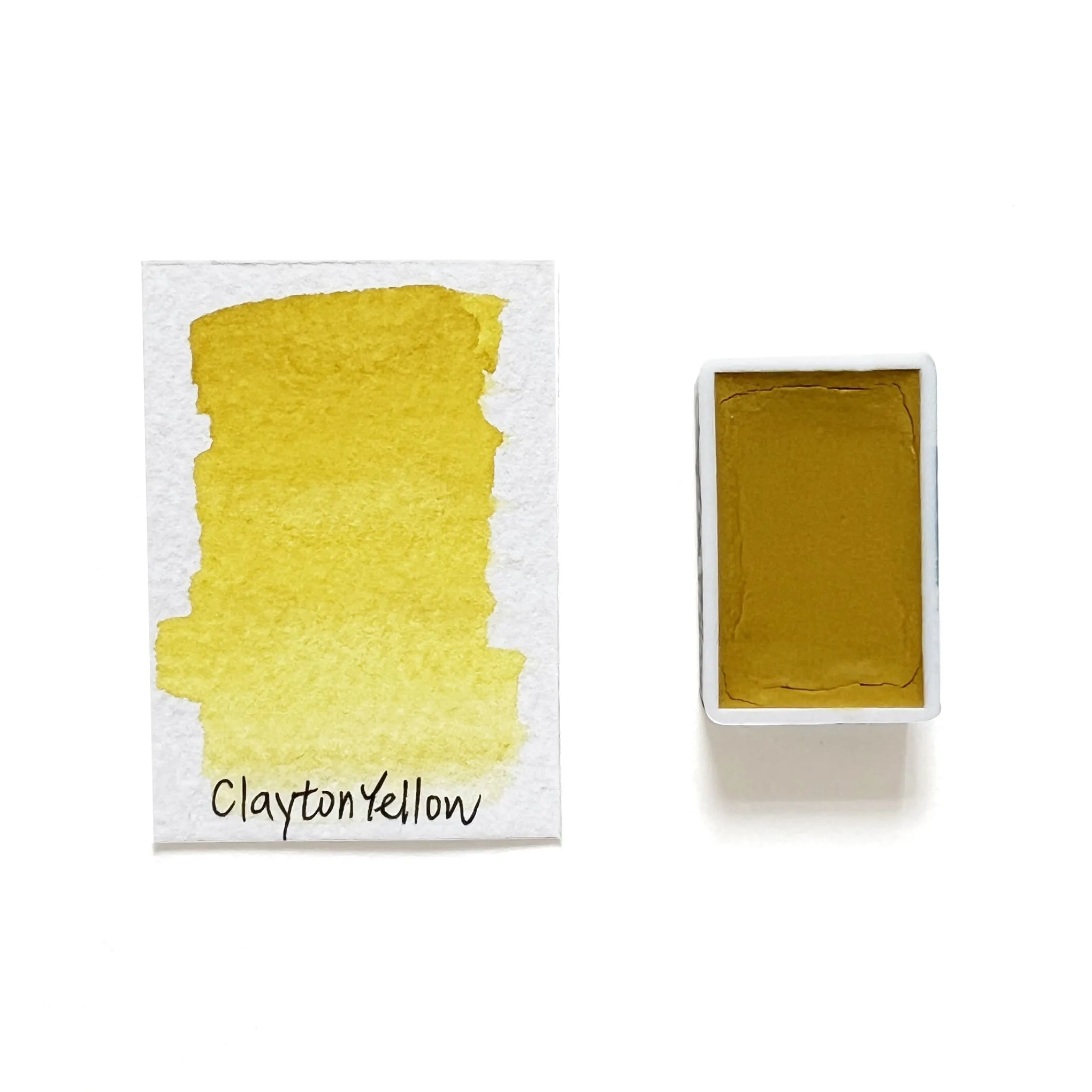 minimalist Clayton Yellow - Artist Grade Handmade Honey Based Watercolor Paint Full Pan 3.2Ml