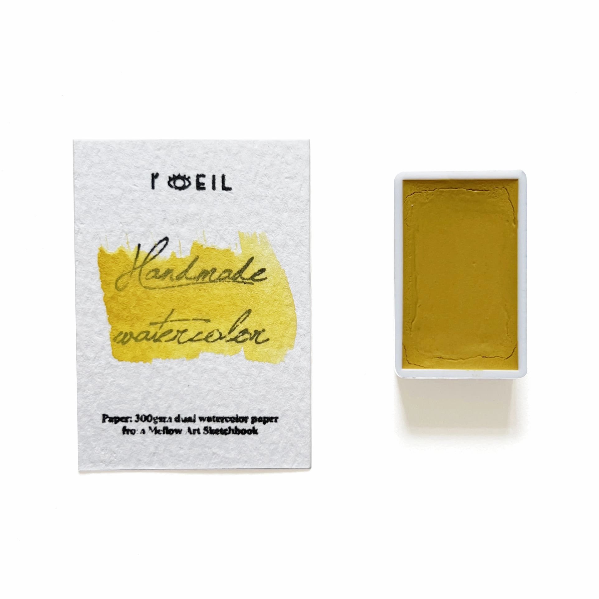 square Clayton Yellow - Artist Grade Handmade Honey Based Watercolor Paint Full Pan 3.2Ml