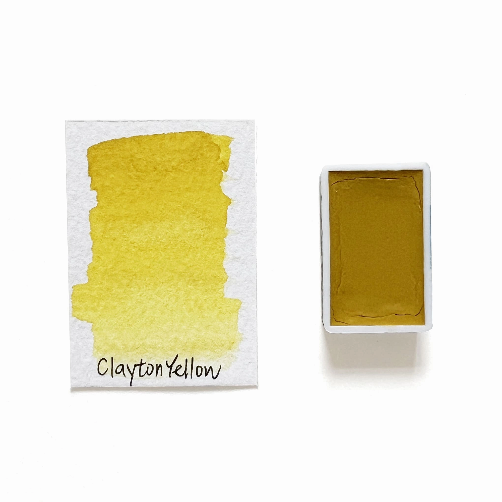 wooden robust Clayton Yellow - Artist Grade Handmade Honey Based Watercolor Paint Full Pan 3.2Ml