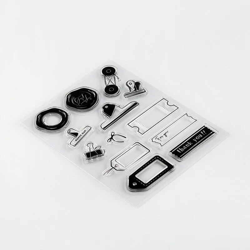 colorful square Clip & Wax Seal Bgm Clear Stamp Set