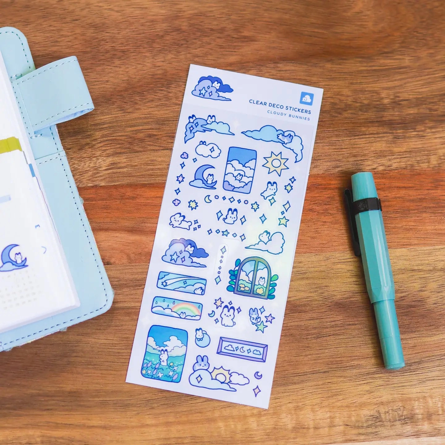 luxury soft Cloudy Bunnies Clear Sticker Sheet