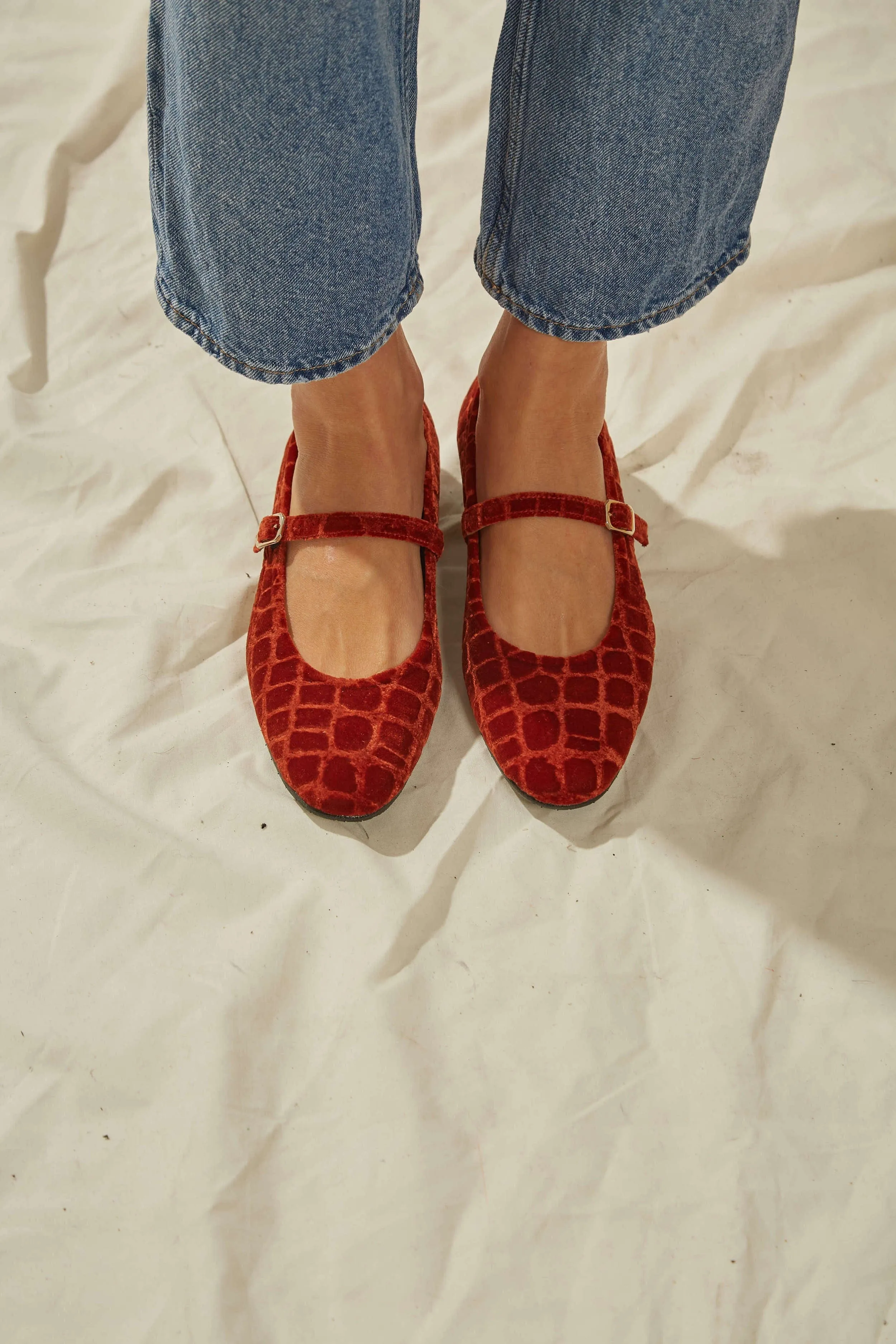 Coco Velvet Vegane Ballerinas | Lava