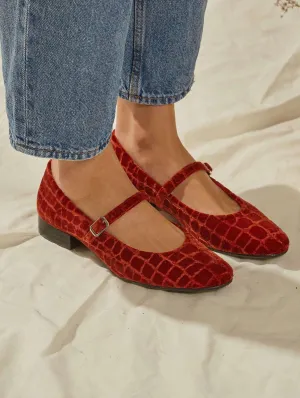 Coco Velvet Vegane Ballerinas | Lava