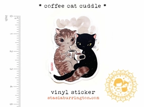 biodegradable bundle Coffee Cat Cuddle Vinyl Sticker