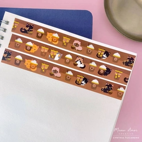 special durable Coffee Cats Gold Foil Washi Tape