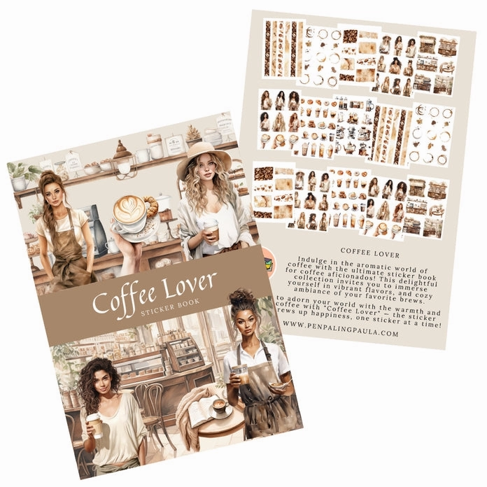 foldable sleek Coffee Lover Sticker Book