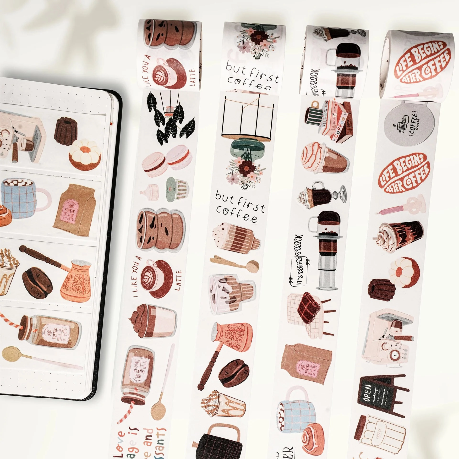 flexible large Coffee Washi Tape Sticker Set
