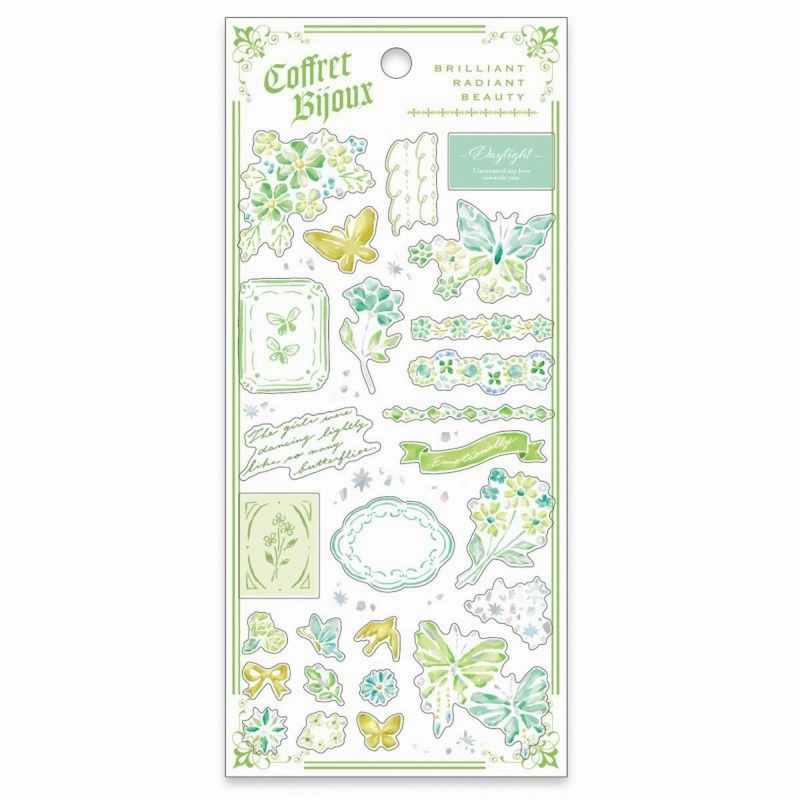 biodegradable Coffret Bijoux Sticker Sheet - Green