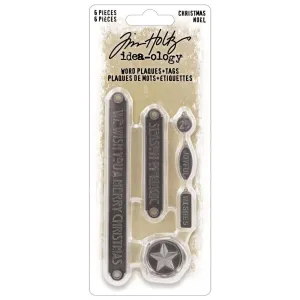 Tim Holtz Idea-Ology Word Plagues Tags refillable linen