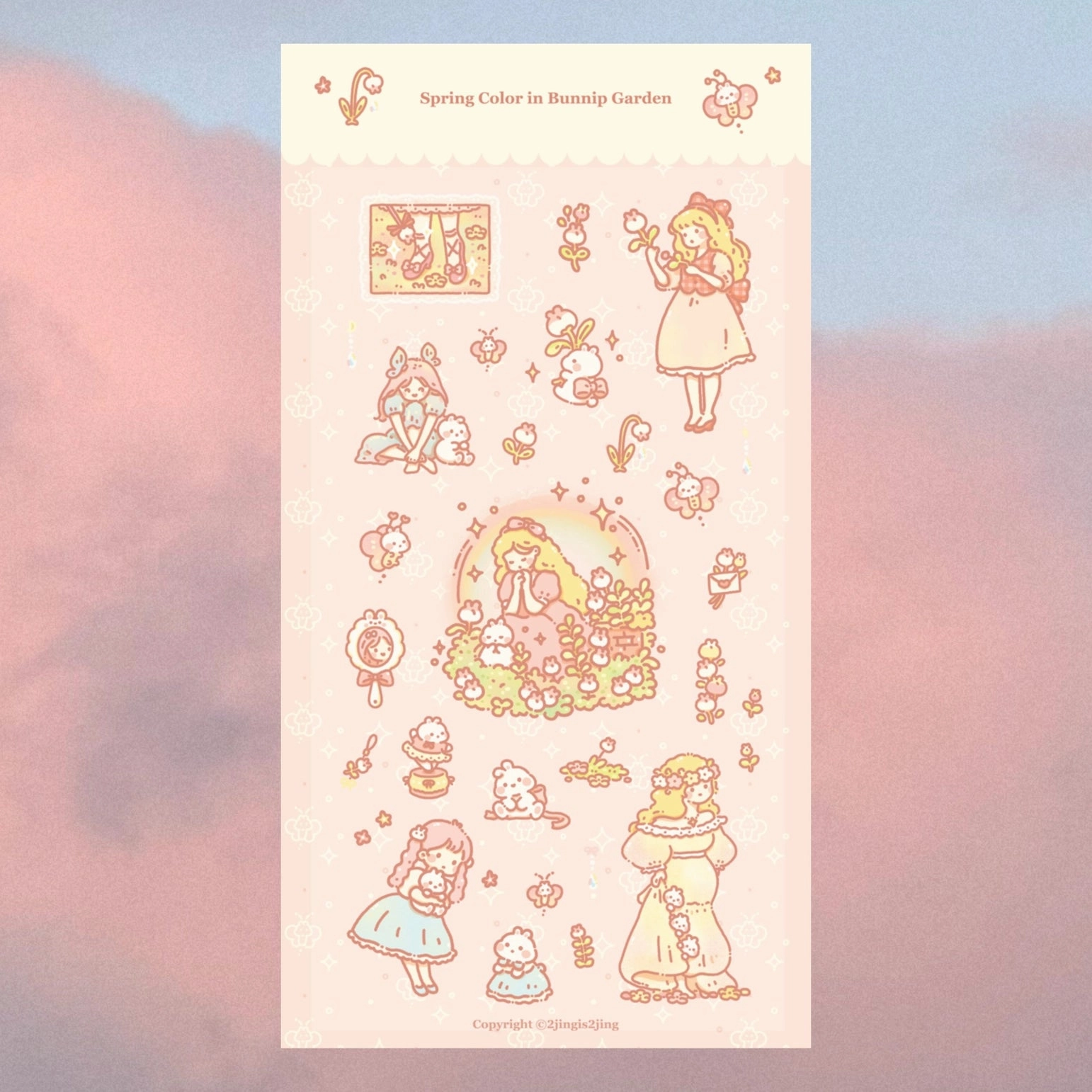 2Jingis2Jing Spring Color In Bunnip Garden Sticker Sheet bulk kit