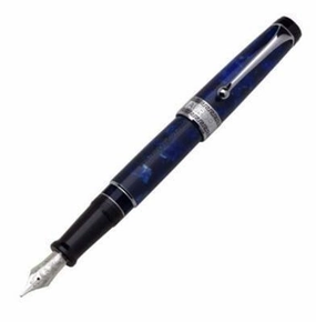 Aurora Optima Auroloide Silver Blue Fountain Pen linen