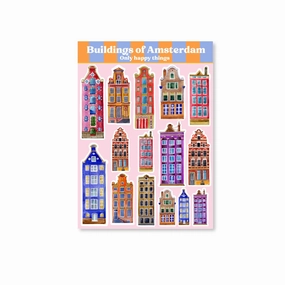handy wrapped Buildings Of Amsterdam A6 Sticker Sheet