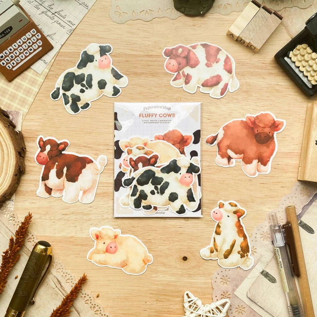 Paperaicashop Fluffy Cows Sticker Pack compact