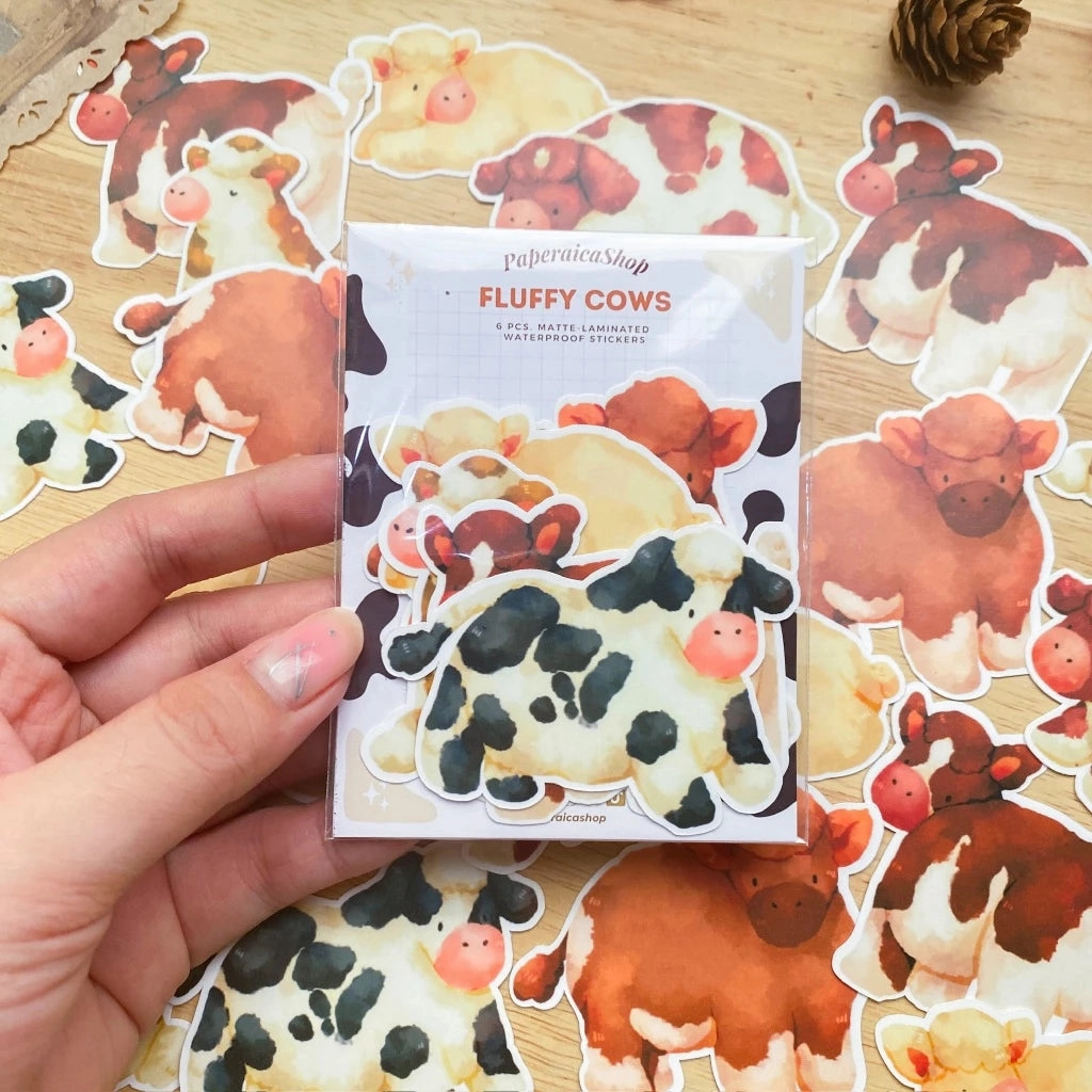 Paperaicashop Fluffy Cows Sticker Pack short paper