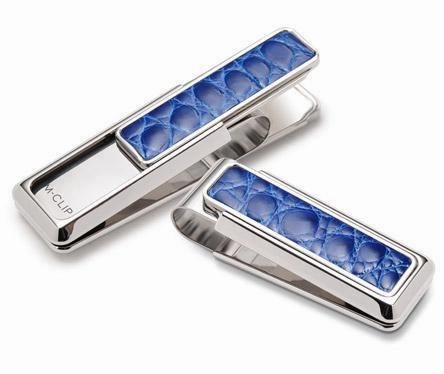 M-Clip Rhodium W/Dark Blue Alligator Money Clip boxed essential