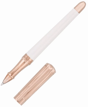 single wide St Dupont Liberte Wave White And Pink Gold Rollerball Pen